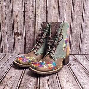 Caborca Boots MEA033 Western Embroidered Flowers Womens Size MEX22 US 5